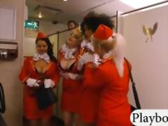 Ebony stewardess fucked in public toilet