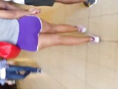 Amazing cute huge ebony butt in tiny shorts